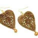 Heart Lace Earrings Hand Dy..