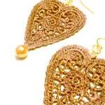 Heart Lace Earrings Hand Dy..