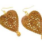 Heart Lace Earrings Hand Dy..
