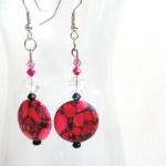Neon Pink Stone Beaded Earr..