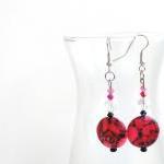 Neon Pink Stone Beaded Earr..