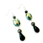 Beaded Earrings in Teal Sil..