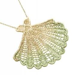 Lace Necklace Hand Dyed - Seashell in Tan and Sea Foam Green - Ombre - Customizable Colors - Summer Ocean