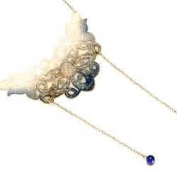 Lace Necklace Hand Dyed - Ombre Baby Pink, Grey and Blue - Customizable Colors - Summer Floral