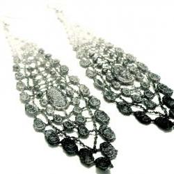Lace Earrings Hand Dyed - Black Grey White - Customizable Colors - Lace Fashion