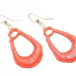 Lace Earrings Hand Dyed - Red Metallic - Customizable Colors - Lace Fashion