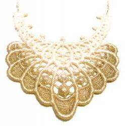 Lace Necklace Hand Dyed - Ombre in Tan and White Metallic - Customizable Colors