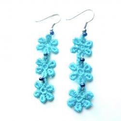 Teal Flower Lace Earrings