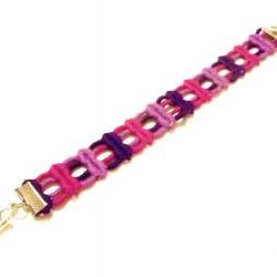 Fabric Bracelet in Pink and Purple - Spring Neon