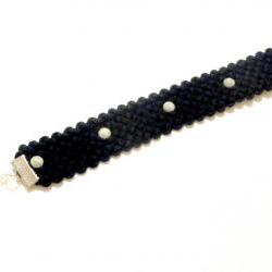 Fabric Bracelet in Navy Polka Dot - Nautical Summer