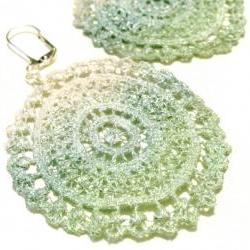 Lace Earrings - Mint Green, Blue and White Metallic Ombre - Customizable Colors - Lace Fashion